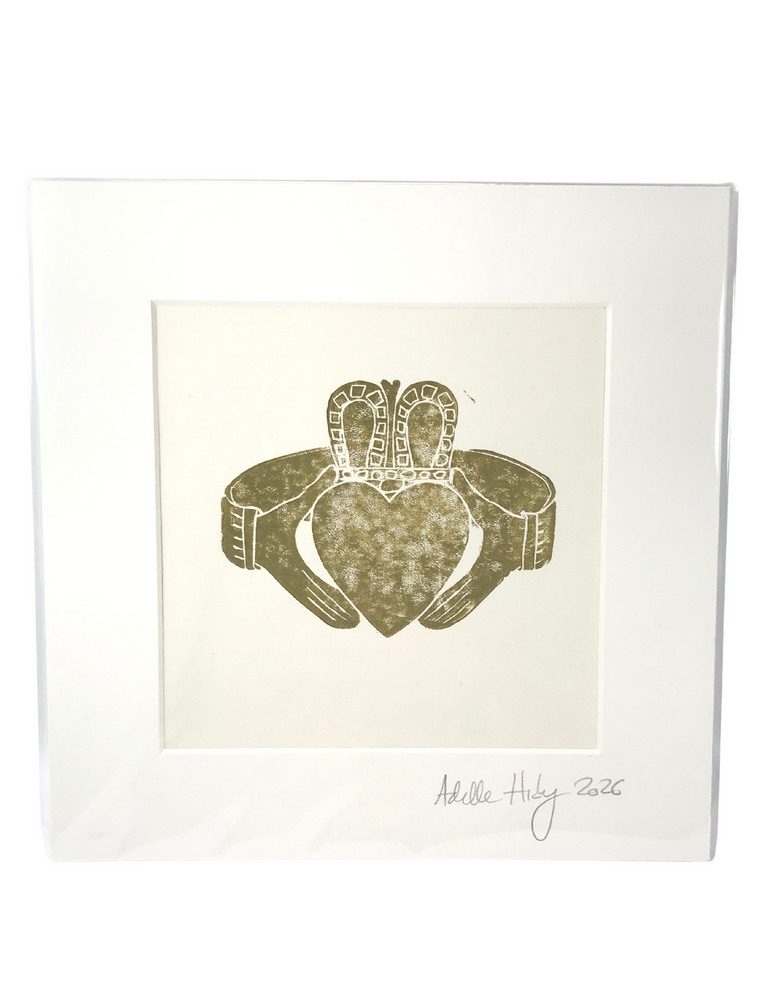 ADELLE HICKEY Small  Mounted Print Claddagh