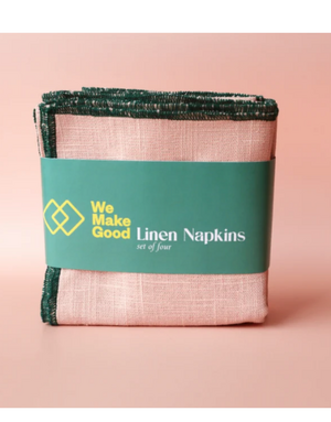 WE MAKE GOOD Edged Linen Napkins- Rhubarb