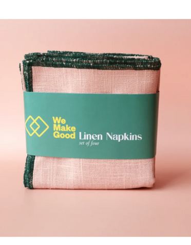WE MAKE GOOD Edged Linen Napkins- Rhubarb