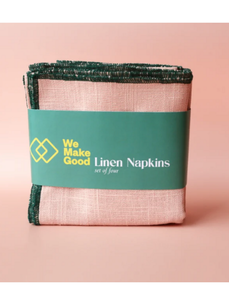 WE MAKE GOOD Edged Linen Napkins- Rhubarb
