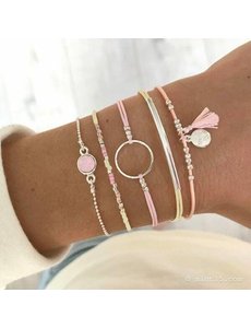 Mint15 Mint15 | Armband Circle  – Light Pink  — Zilver