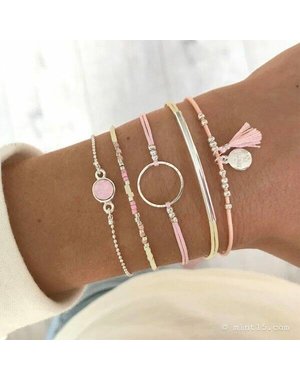 Mint15 Mint15 | Armband Circle  – Light Pink  — Zilver