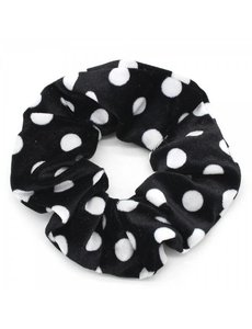  Scrunchie Velvet Stippen | Zwart