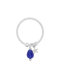 Yehwang Ring kraal Star  — Zilver Blauw