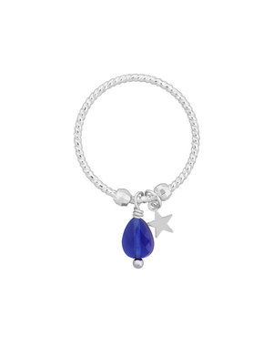 Yehwang Ring kraal Star  — Zilver Blauw