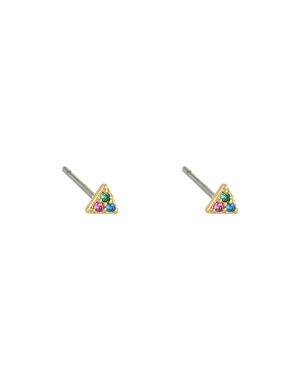 Yehwang Oorbellen knopjes mini studs driehoek |  Goud -Multicolor