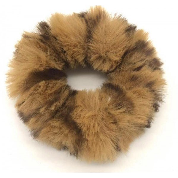 Scrunchie Fluffy |  Dierenprint Bruin