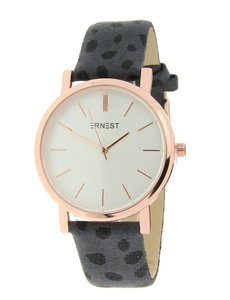 Ernest Horloge Cheetah - Grijs - Rose goud