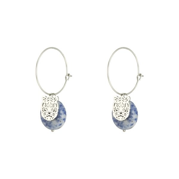 Yehwang Oorbel Lion Rock - Blauw - Zilver