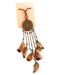  Ketting - Bohemian Style - Bruine veren