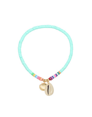 Yehwang Enkelbandje Surf met schelp l Turquoise