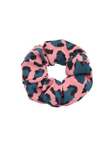 Merkloos Scrunchie luipaardprint — Roze met blauw