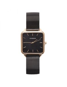 Yehwang Horloge square - zwart en Goud - Japan Movt