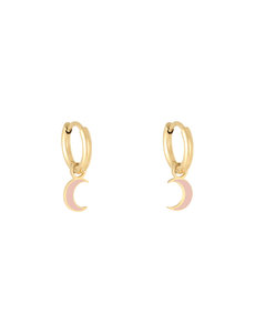 Yehwang Oorbellen Pastel Moon | Goud - Roze