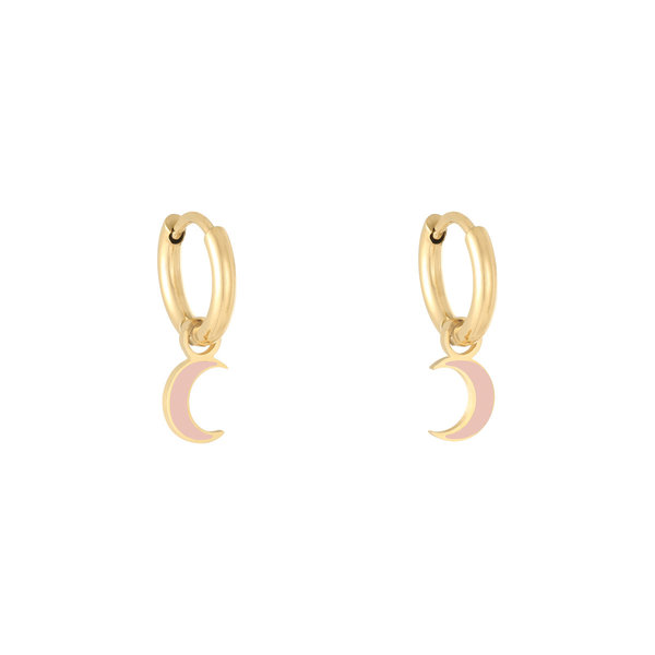 Yehwang Oorbellen Pastel Moon | Goud - Roze