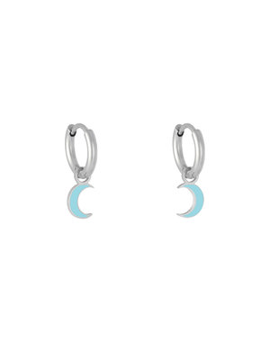 Yehwang Oorbellen Pastel Moon | Zilver - Blauw