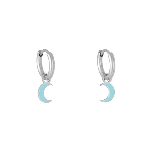 Yehwang Oorbellen Pastel Moon | Zilver - Blauw