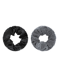 Yehwang Scrunchie set van 2 | Zwart en zilver