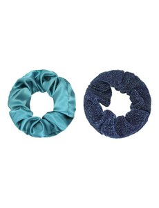 Yehwang Scrunchie set van 2 | Blauw en glitter