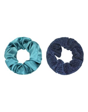 Yehwang Scrunchie set van 2 | Blauw en glitter