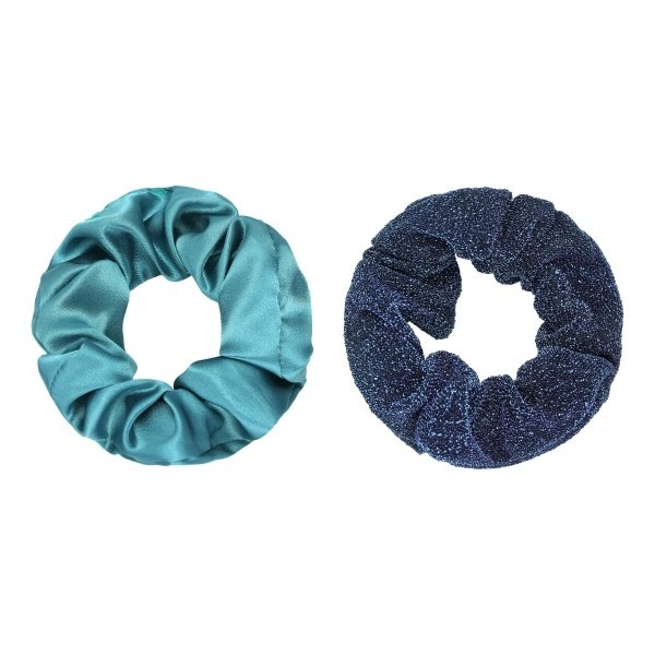 Yehwang Scrunchie set van 2 | Blauw en glitter