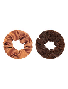 Yehwang Scrunchie set van 2 | Bruin en glitter