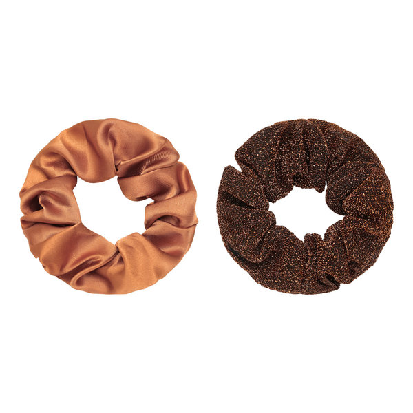 Yehwang Scrunchie set van 2 | Bruin en glitter