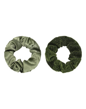 Yehwang Scrunchie set van 2 | Mosgroen en glitter