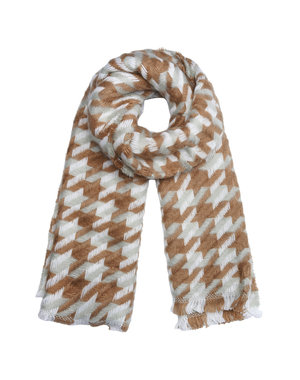 Yehwang Sjaal Dames Houndstooth | Beige - Wit