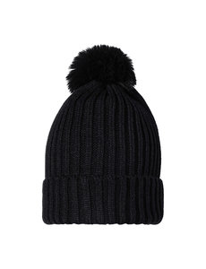 Yehwang Muts Beanie Furry Pompon | Zwart