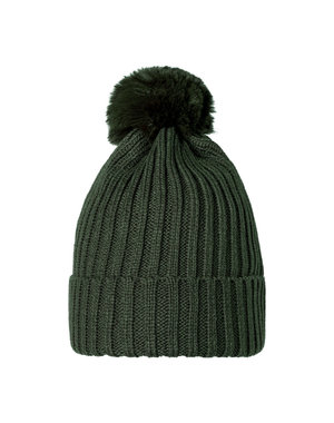 Yehwang Muts Beanie Furry Pompon | Groen