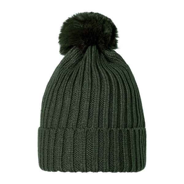 Yehwang Muts Beanie Furry Pompon | Groen