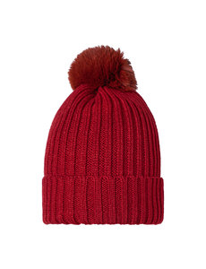 Yehwang Muts Beanie Furry Pompon | Rood