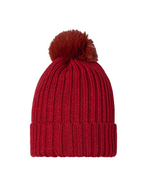 Yehwang Muts Beanie Furry Pompon | Rood