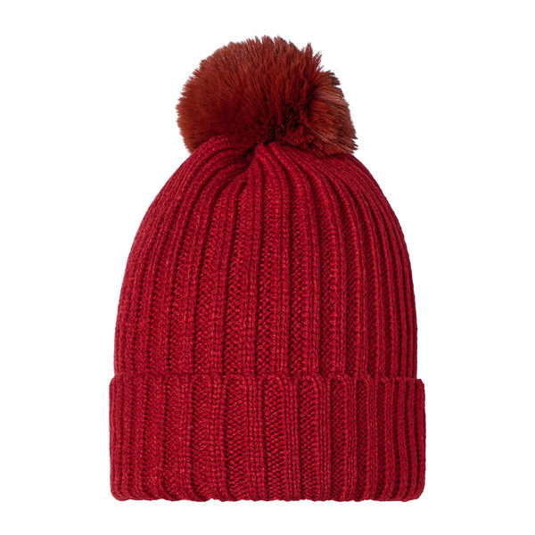 Yehwang Muts Beanie Furry Pompon | Rood