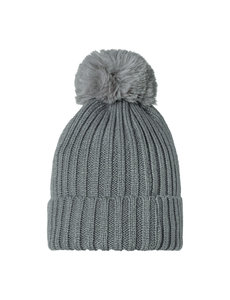 Yehwang Muts Beanie Furry Pompon | Grijs