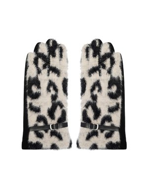 Yehwang Handschoenen luipaardprint | Wit - Zwart