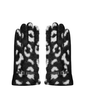 Yehwang Handschoenen luipaardprint | Zwart - Wit