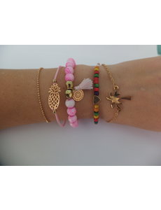  Armbandenset - Bohemian style - Roze