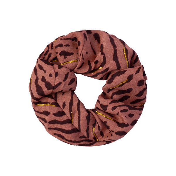 Yehwang Scrunchie Dierenprint |  Bruin - Goud