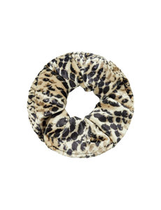 Yehwang Scrunchie Velvet Snake  | Beige groen - Zwart