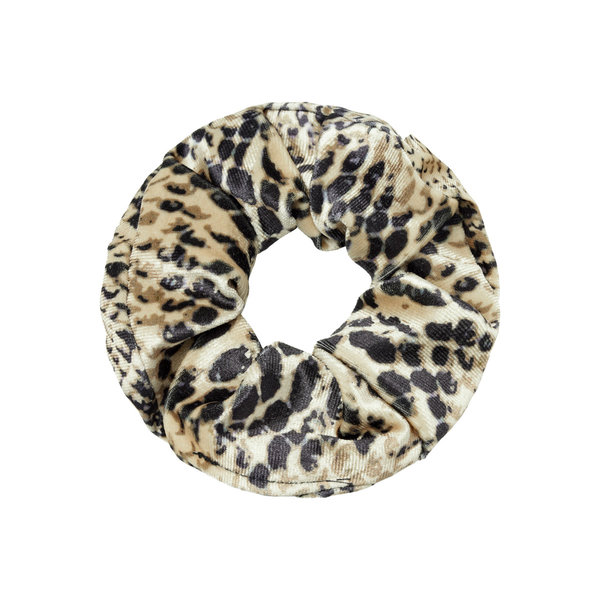 Yehwang Scrunchie Velvet Snake  | Beige groen - Zwart
