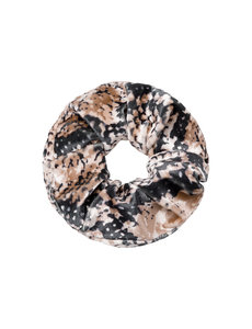 Yehwang Scrunchie Velvet Snake  | Beige - Zwart