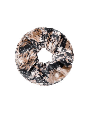 Yehwang Scrunchie Velvet Snake  | Beige - Zwart