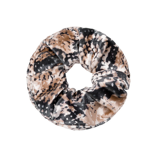 Yehwang Scrunchie Velvet Snake  | Beige - Zwart