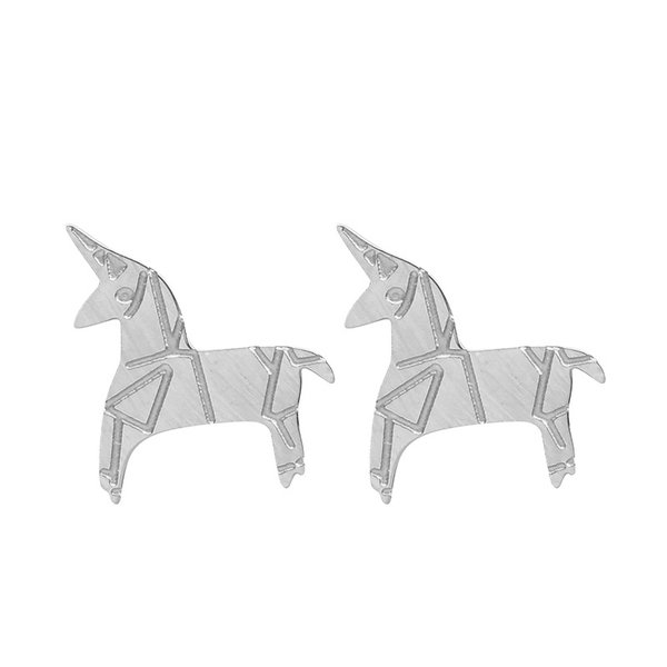 Yehwang Oorbellen Knopjes Unicorn | Zilver