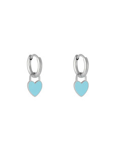 Yehwang Oorbellen Pastel Heart | Zilver - Blauw