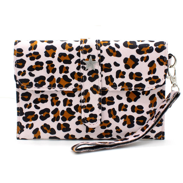 Clutch dierenprint lichtgrijs