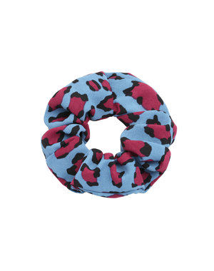 Merkloos Scrunchie luipaardprint — Blauw met rood