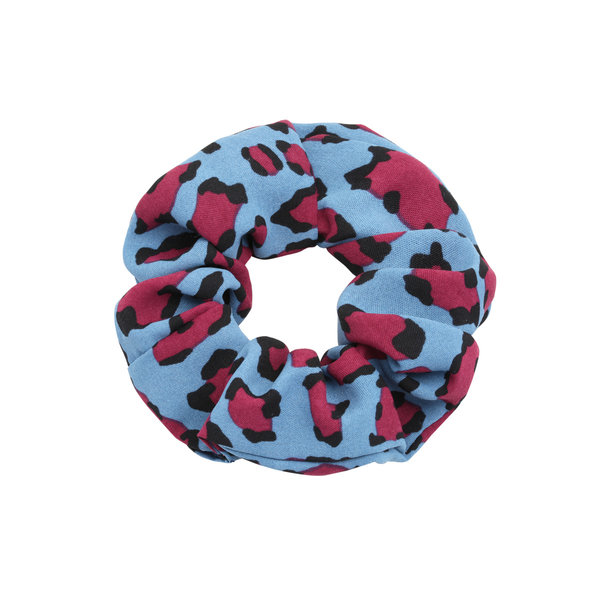 Merkloos Scrunchie luipaardprint — Blauw met rood